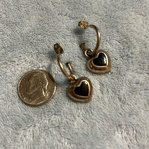 Sterling Sterling Loops with Silver/Black Heart Dangles